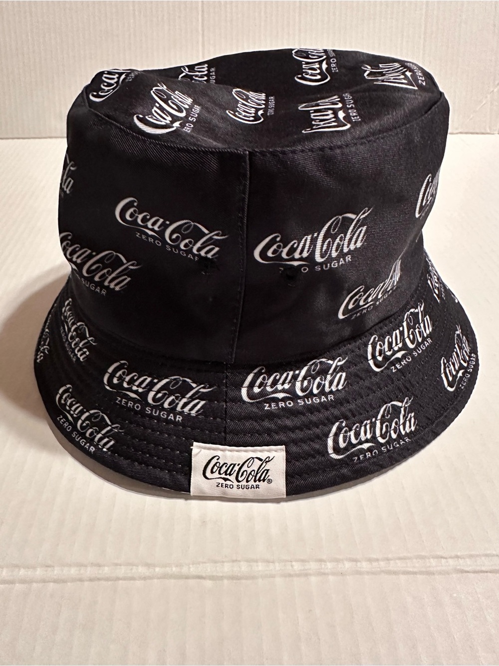 Coca Cola Black/White Logo All-Over Print Bucket Hat / Reversible